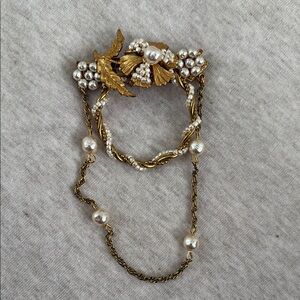 Miriam Haskell Gold and Pearl Brooch